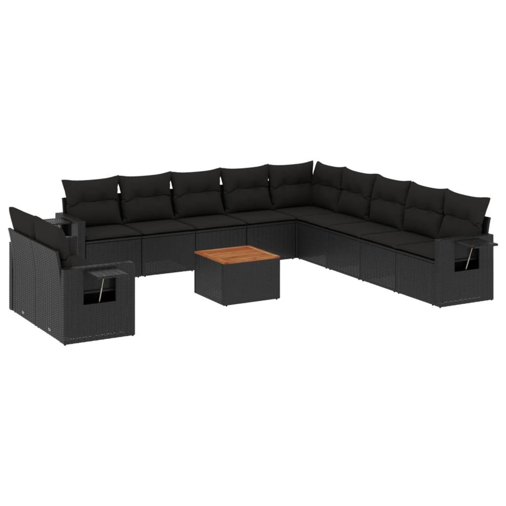 Voir la diapositive 2 : VIDAXL Salon de jardin 12 pcs avec coussins noir resine tressee