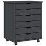 Voir la diapositive 2 : VIDAXL Armoire roulante avec tiroirs MOSS gris bois de pin solide