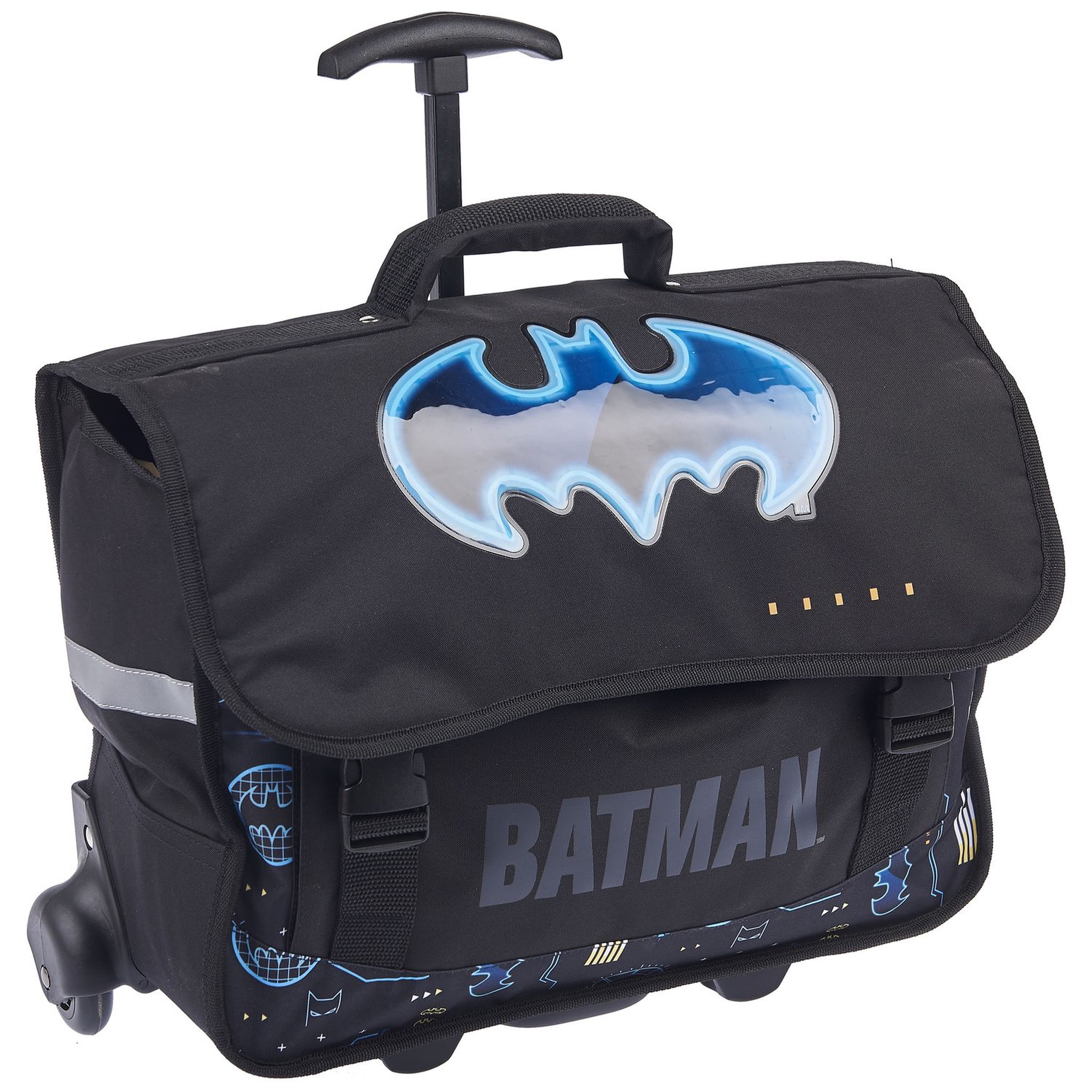 Voir la diapositive 2 : DC COMIC'S Cartable à roulettes noir BATMAN