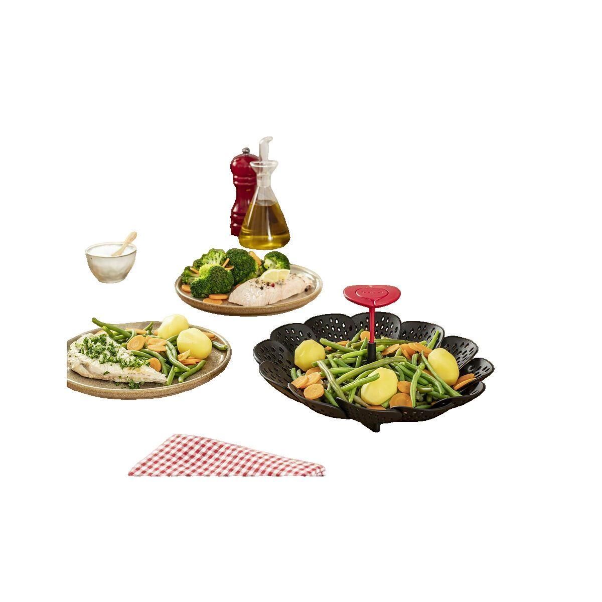 TEFAL Cesta Vaporera Tefal Pliable Noir & Rouge