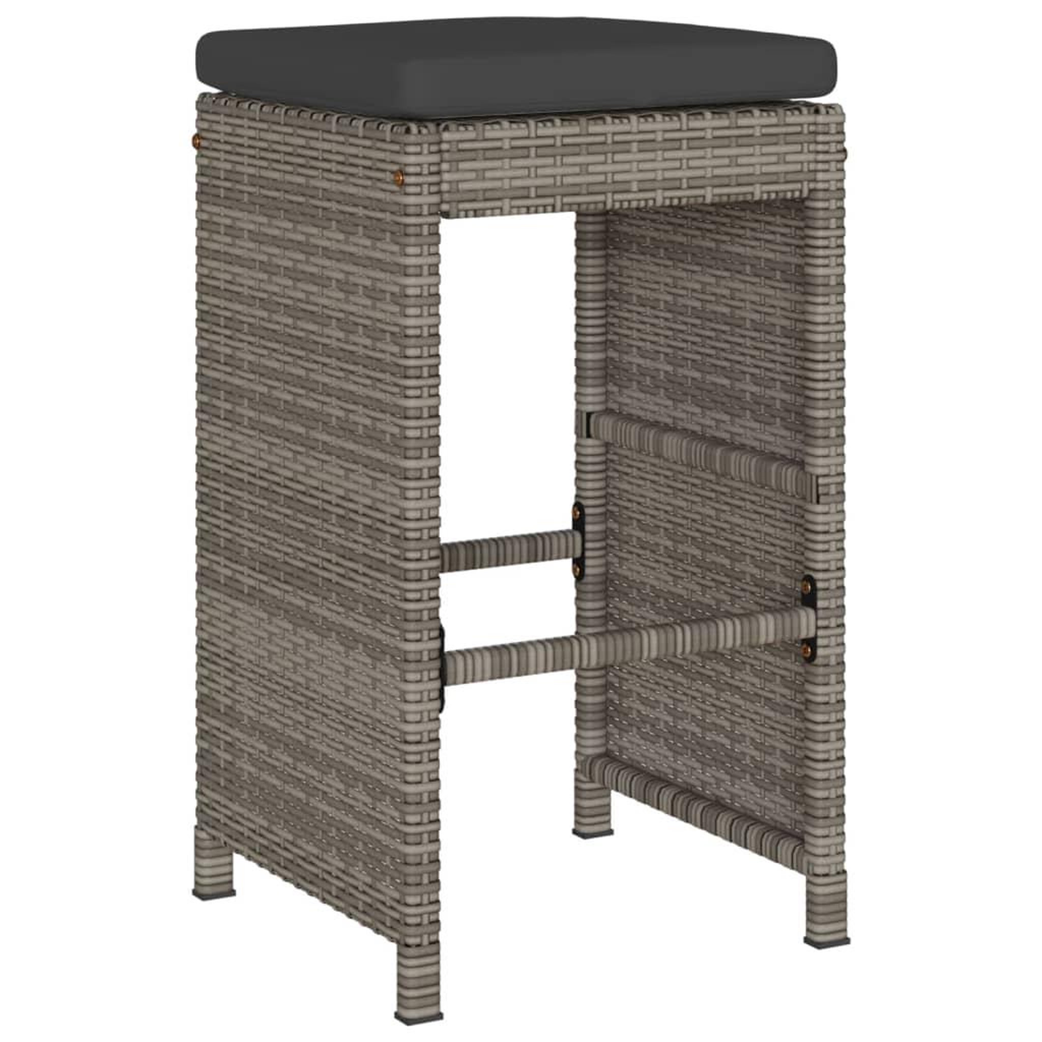 Voir la diapositive 3 : VIDAXL Tabourets de bar jardin coussins lot de 2 gris resine tressee