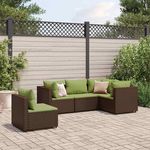 VIDAXL Salon de jardin 5 pcs avec coussins Marron Resine tressee
