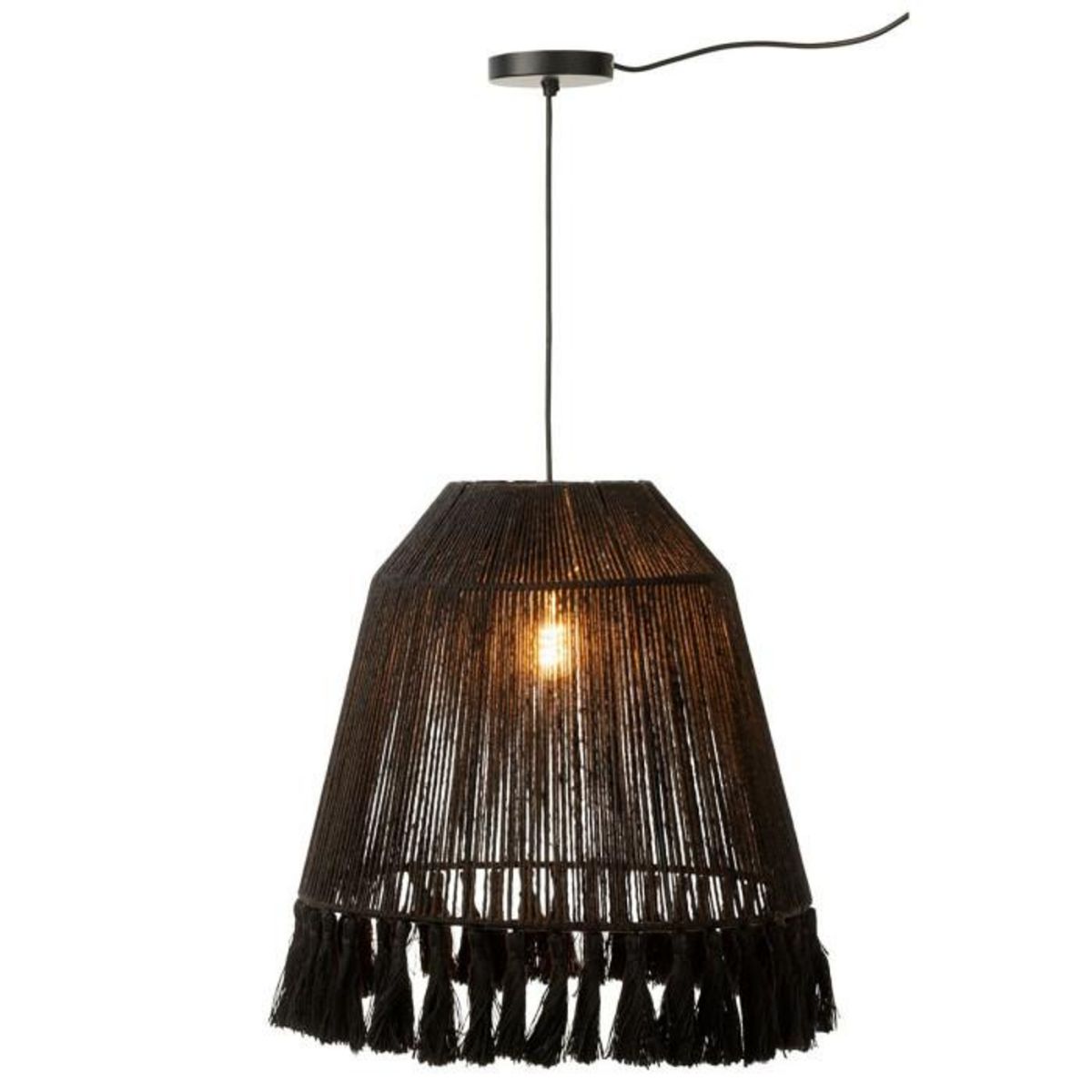 Paris Prix Lampe Suspension en Jute  Celia  53cm Noir