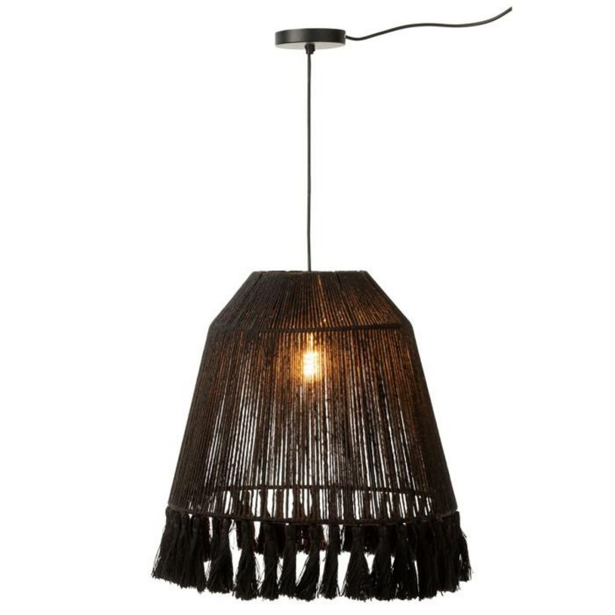 Paris Prix Lampe Suspension en Jute  Celia  53cm Noir