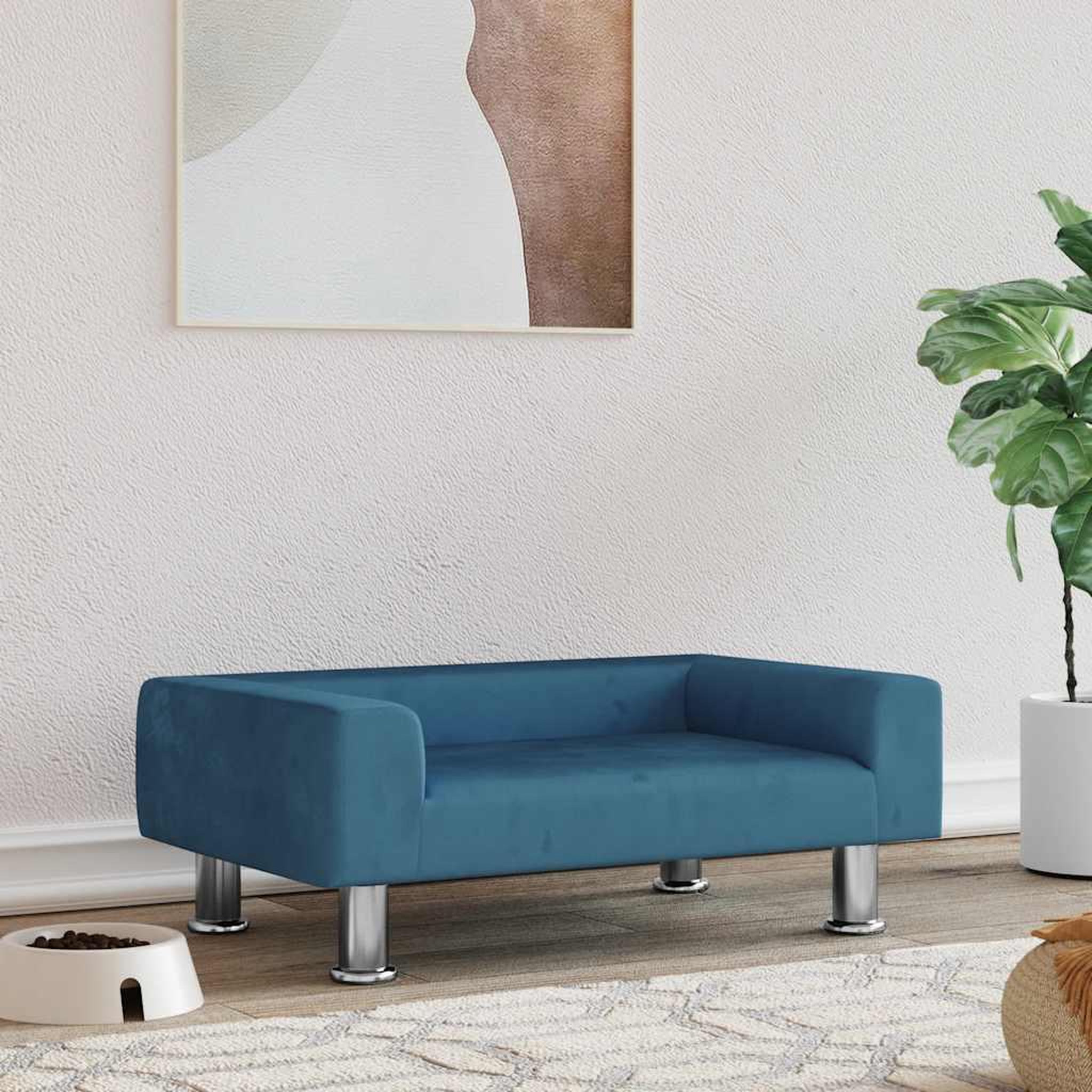 VIDAXL Lit pour chien bleu 70x45x26,5 cm velours