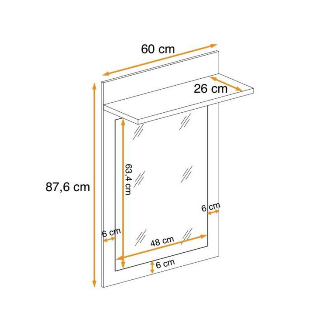Paris Prix Miroir Étagère en Bois  Gustavo  88cm Naturel