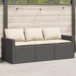 VIDAXL Canape de jardin avec coussins 3 places noir resine tressee