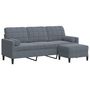 Voir la diapositive 2 : VIDAXL Canape a 3 places avec repose-pieds Gris fonce 180 cm Velours