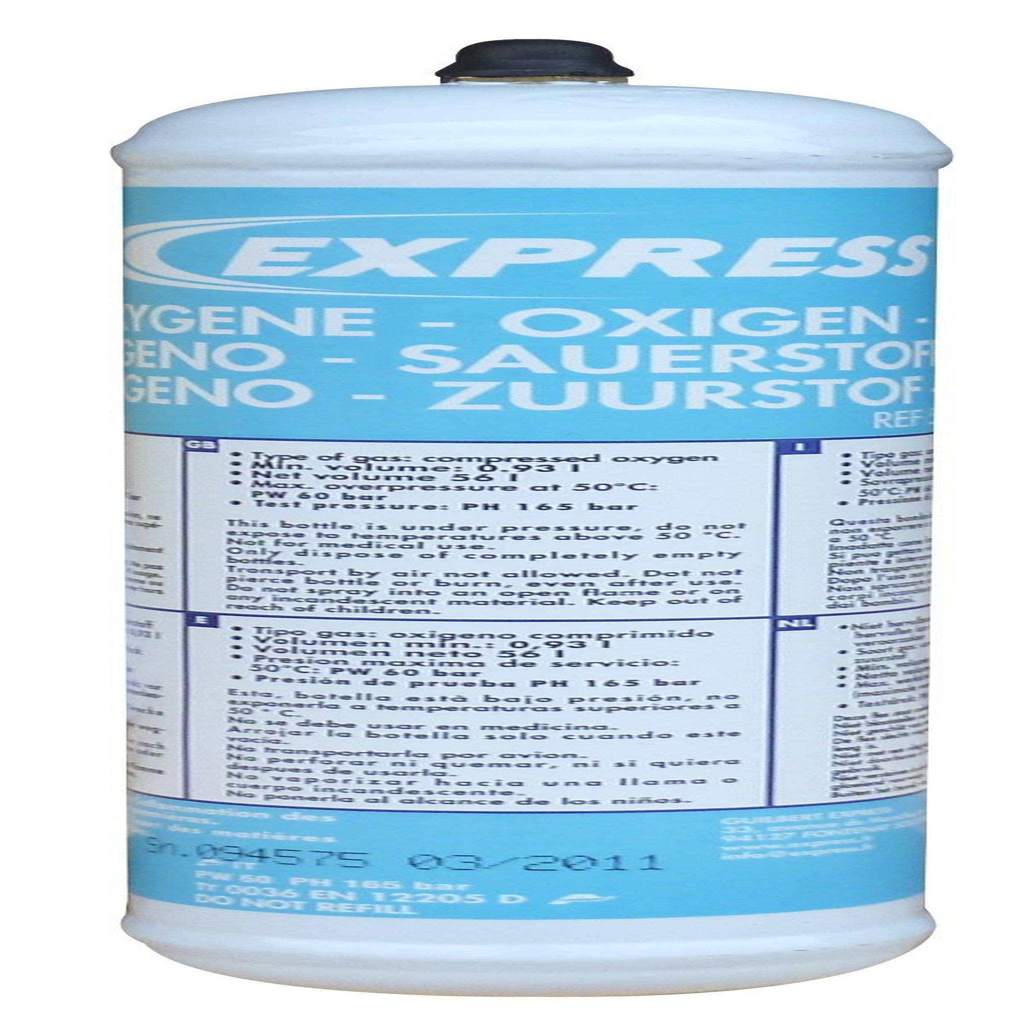 EXPRESS Cartouche jetable d'oxygène 60L