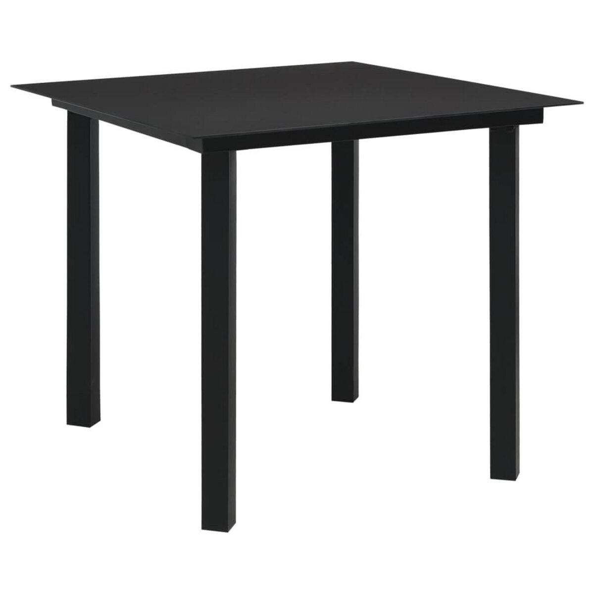 VIDAXL Table a dîner de jardin Noir 80x80x74 cm Acier et verre