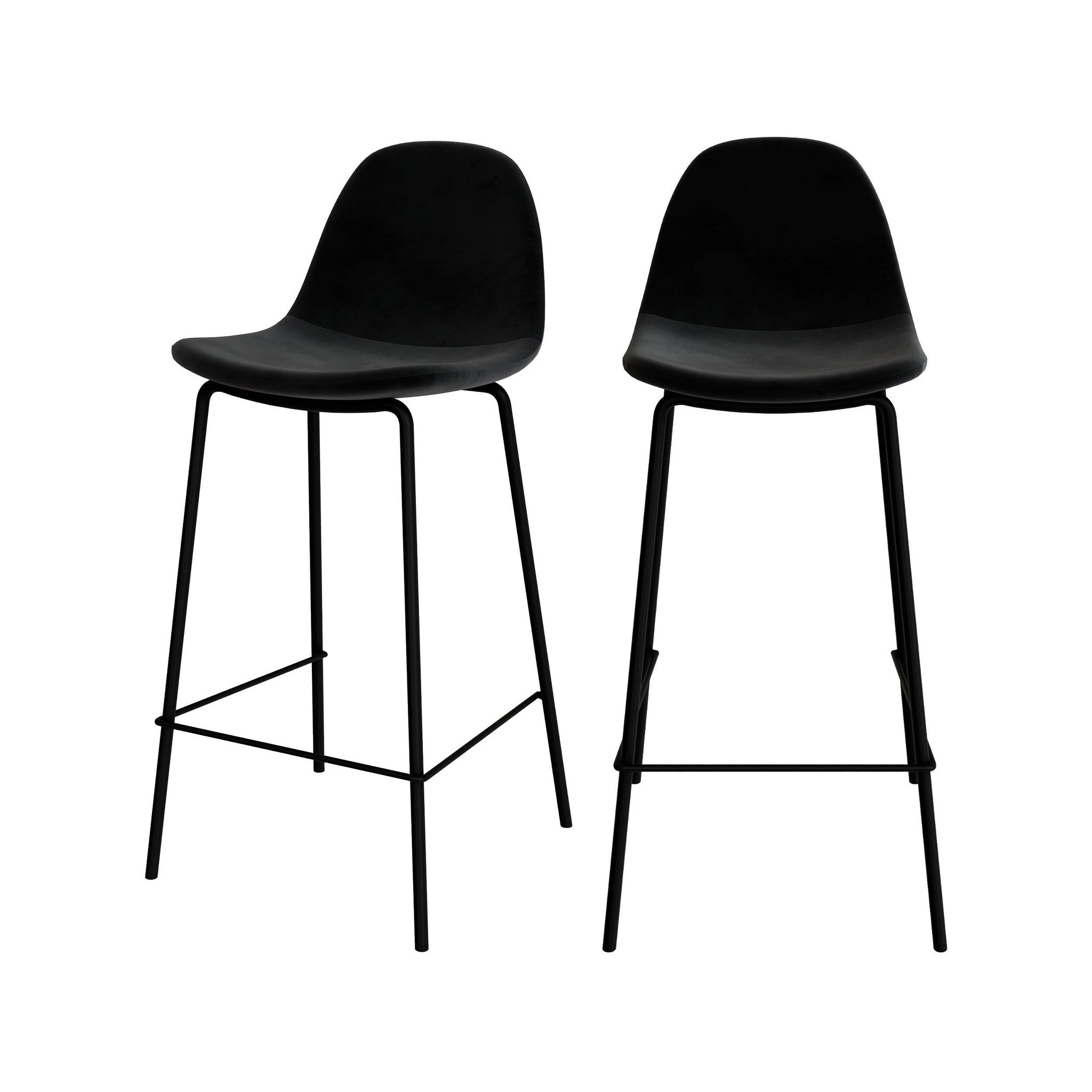 MAISON PAVANE Lot de 2 chaises pour îlot central 65 cm en velours noir-henrik