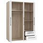 Voir la diapositive 5 : MARKET24 Armoire de chambre - MOKKARIS - Chene Sonoma / Blanc mat - 3 portes - 144,4 x 58,8 x 200,1 cm