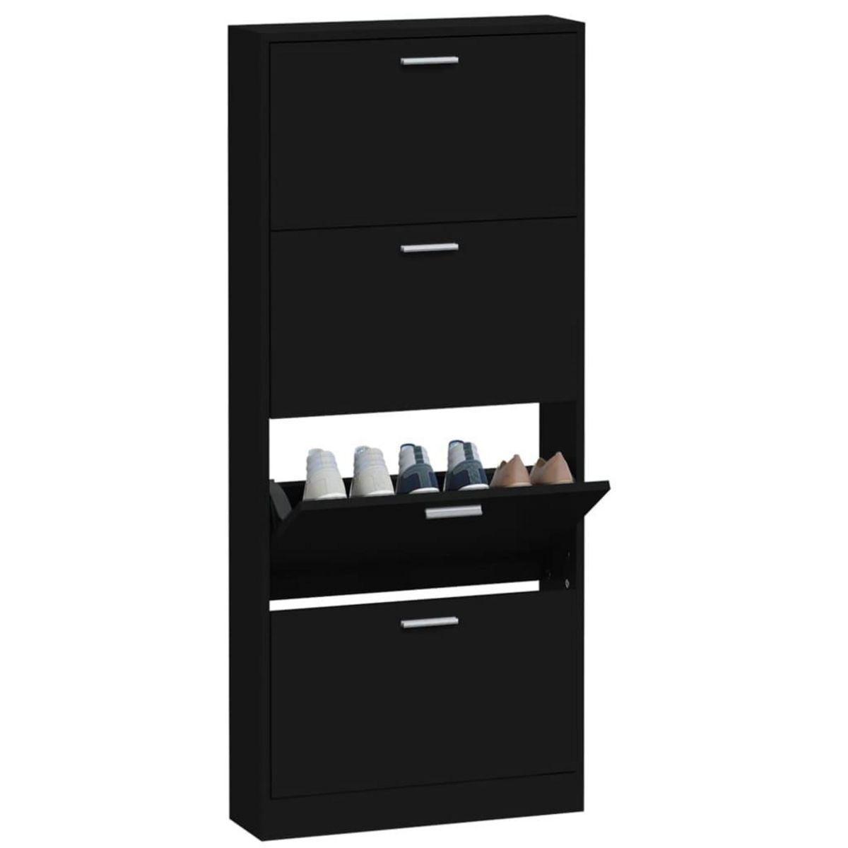 VIDAXL Armoire a chaussures Noir 59x17x150 cm Bois d'ingenierie