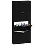 Voir la diapositive 4 : VIDAXL Armoire a chaussures Noir 59x17x150 cm Bois d'ingenierie