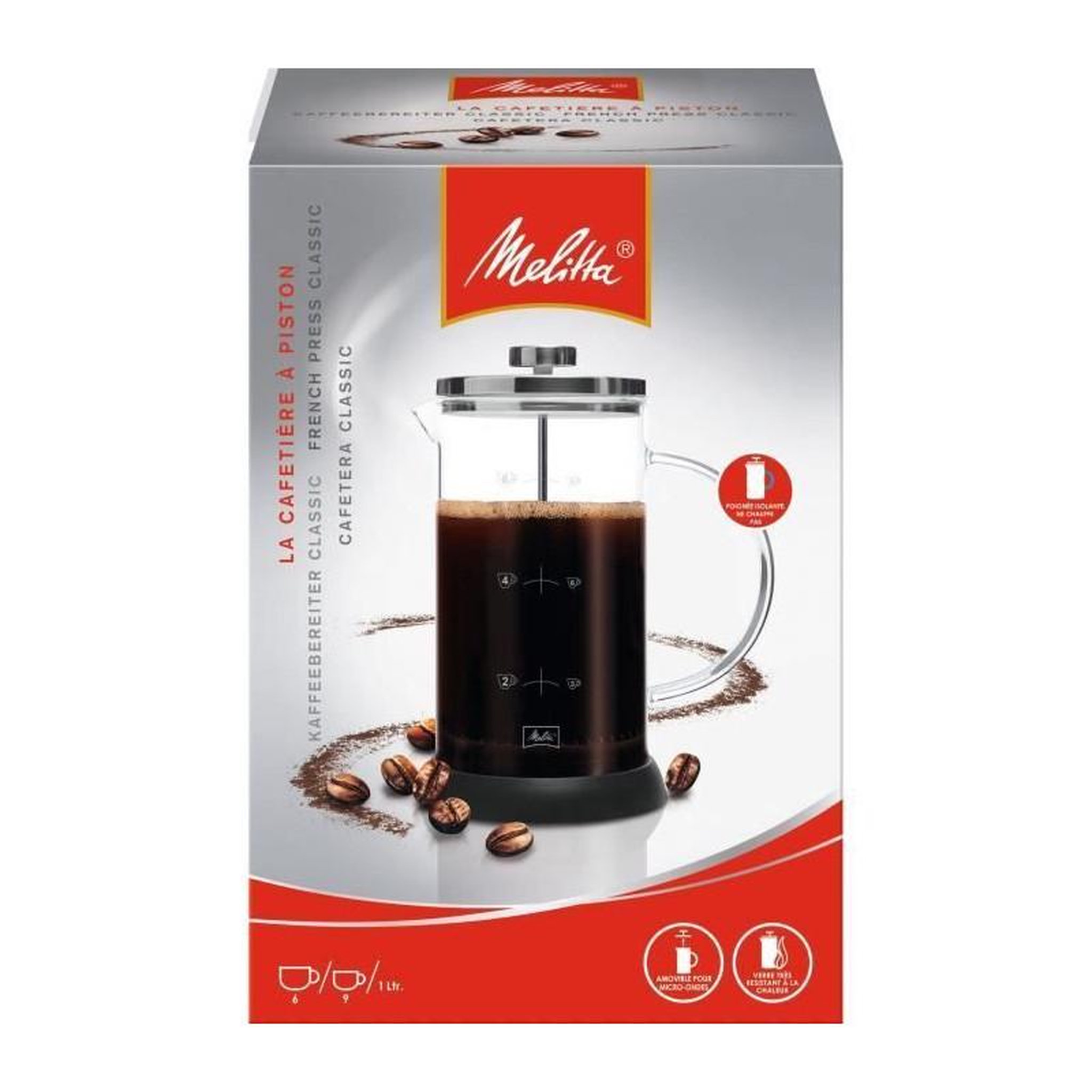 Voir la diapositive 2 : Melitta MELITTA Cafetiere a piston standard 9 tasses