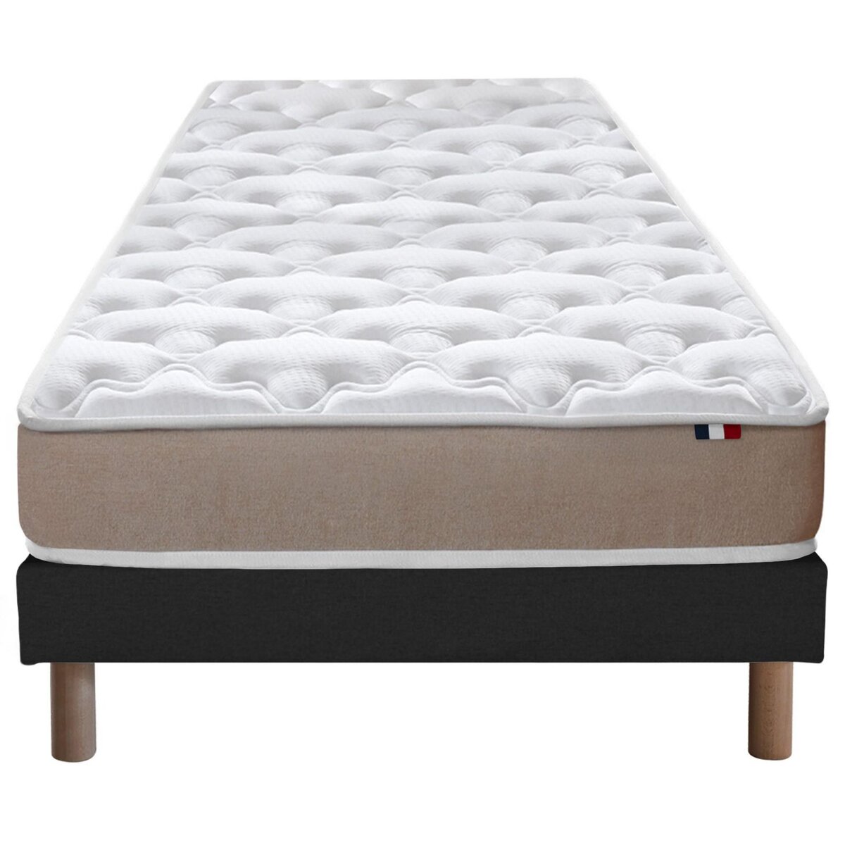 IDLITERIE Ensemble Matelas accueil Latex 3 zones INITIAL - Bi Confort Mousse & Latex + Sommier - Made in France