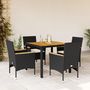 Voir la diapositive 1 : VIDAXL Ensemble a manger de jardin et coussins 5 pcs noir rotin acacia