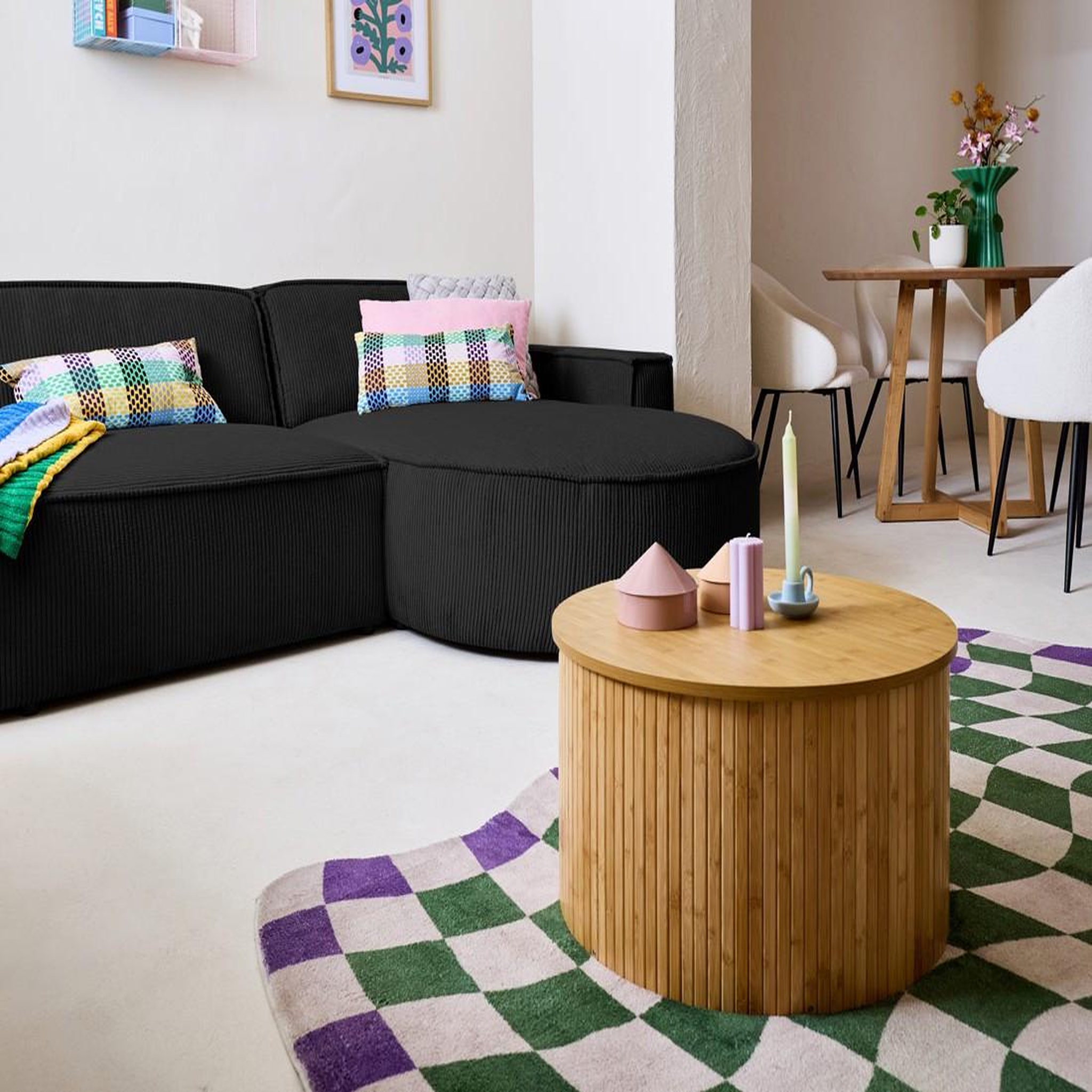 Voir la diapositive 2 : LISA DESIGN Spiaggia - canapé d'angle droit - forme arrondie - 4 places - en velours côtelé