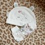Voir la diapositive 3 : Petit Béguin Bonnet bébé et moufles anti-griffures Mya