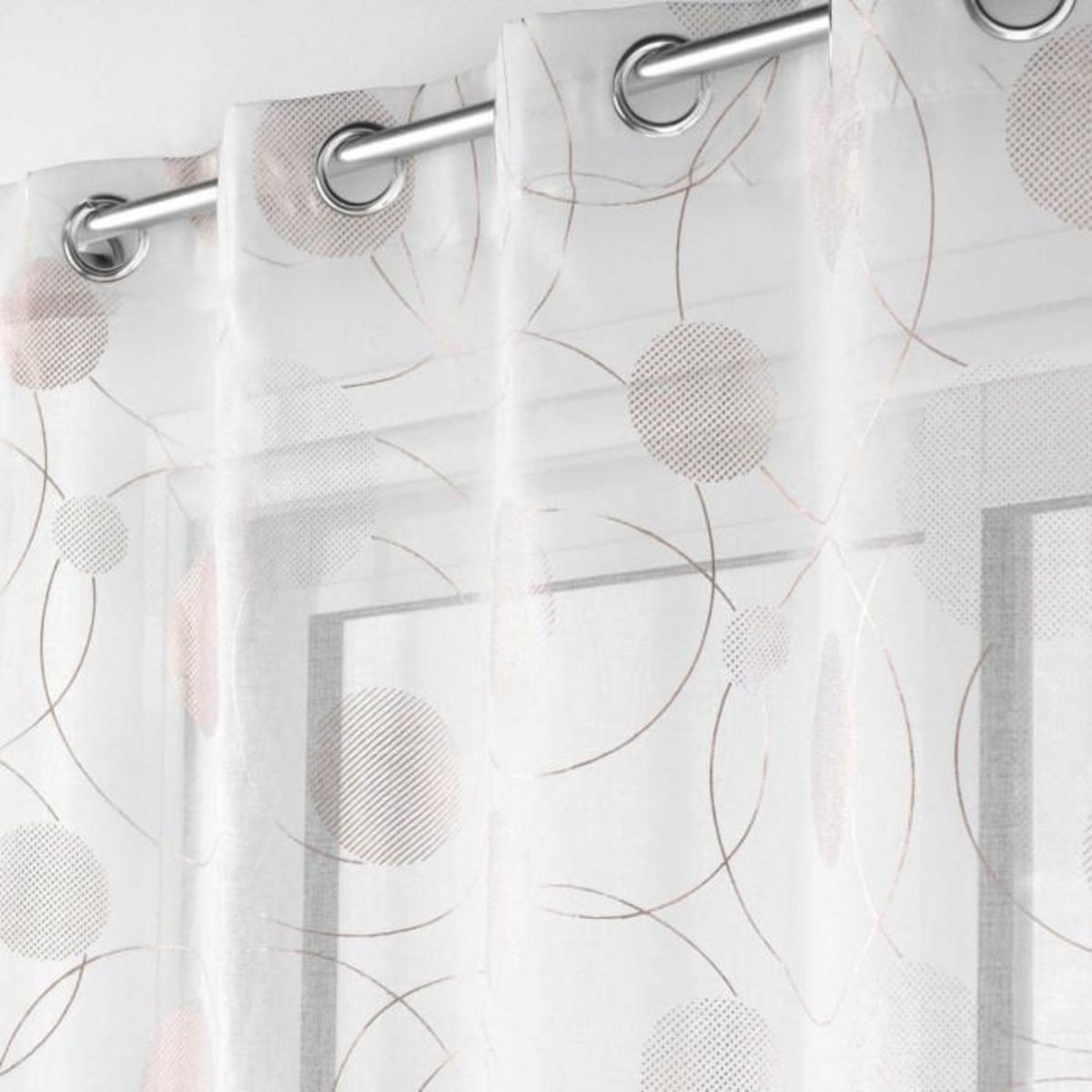 Paris Prix Rideau Voilage à Œillets Imprimé Métallisé  Oliane  140x240cm Blanc