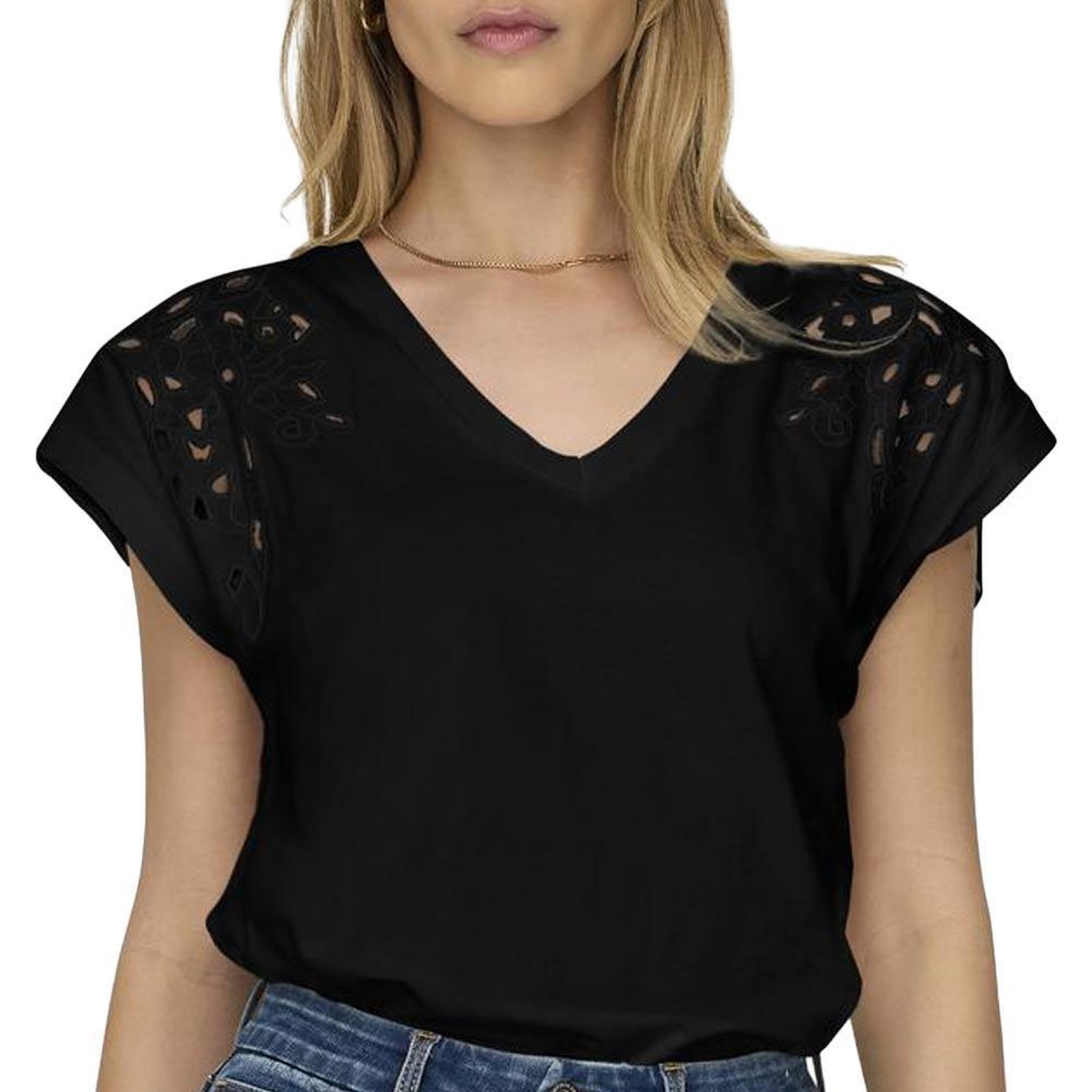 JACQUELINE DE YONG T-Shirt Noir Femme JDY Rose. Coloris disponibles : Noir