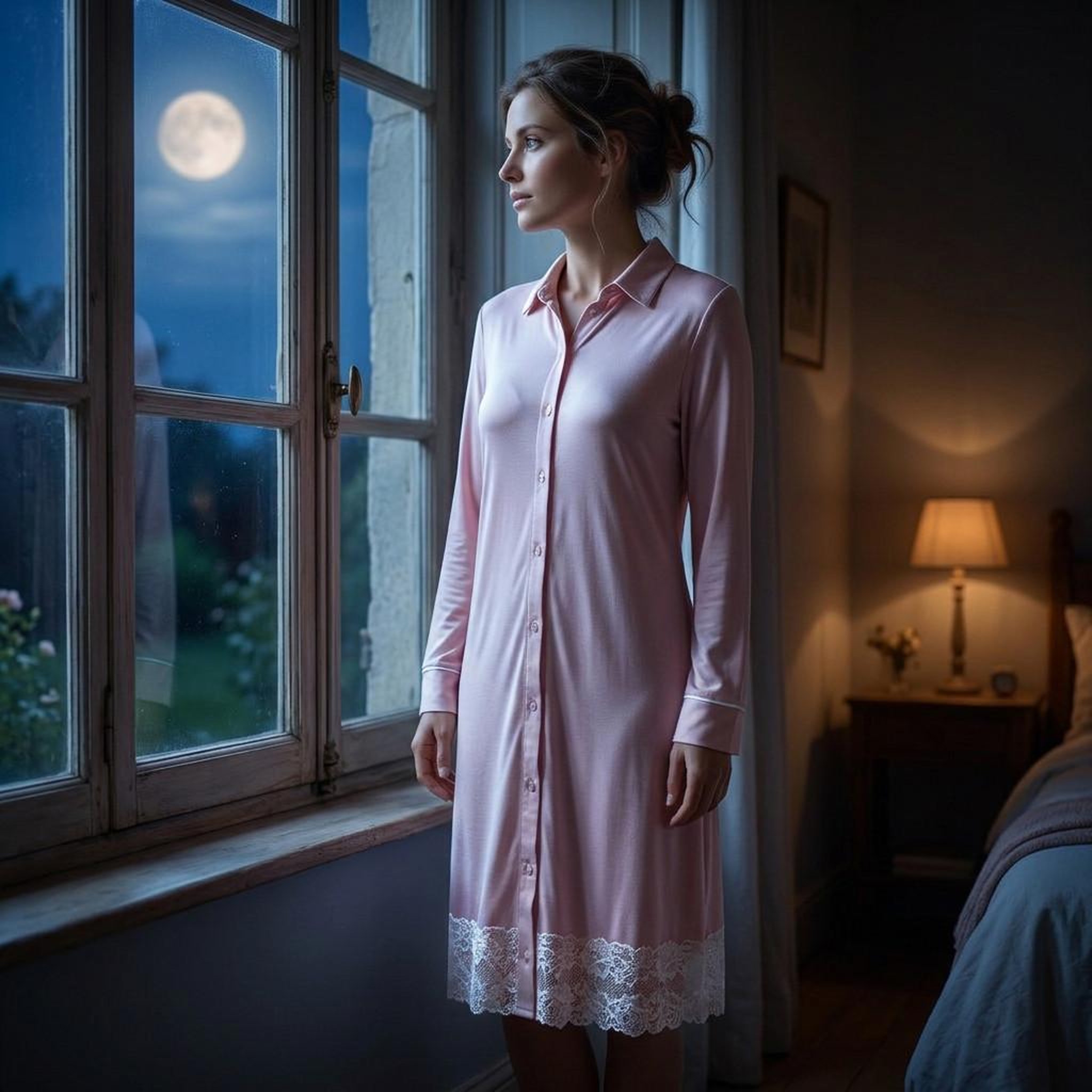Voir la diapositive 5 : OZABI OZABI Chemise de Nuit Femme Boutonnée Dentelle Viscose