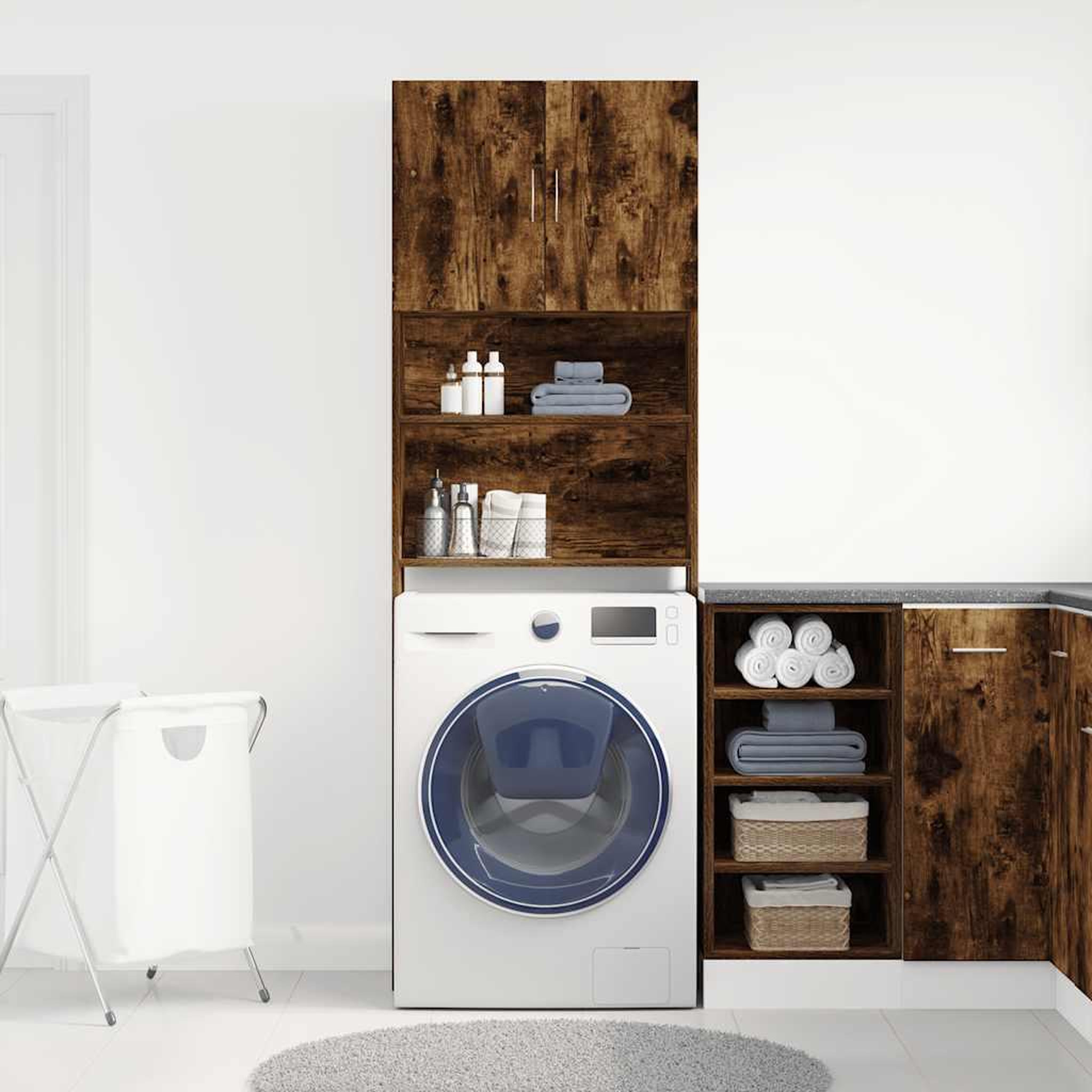 Voir la diapositive 4 : VIDAXL Armoire de machine a laver chene fume bois d'ingenierie