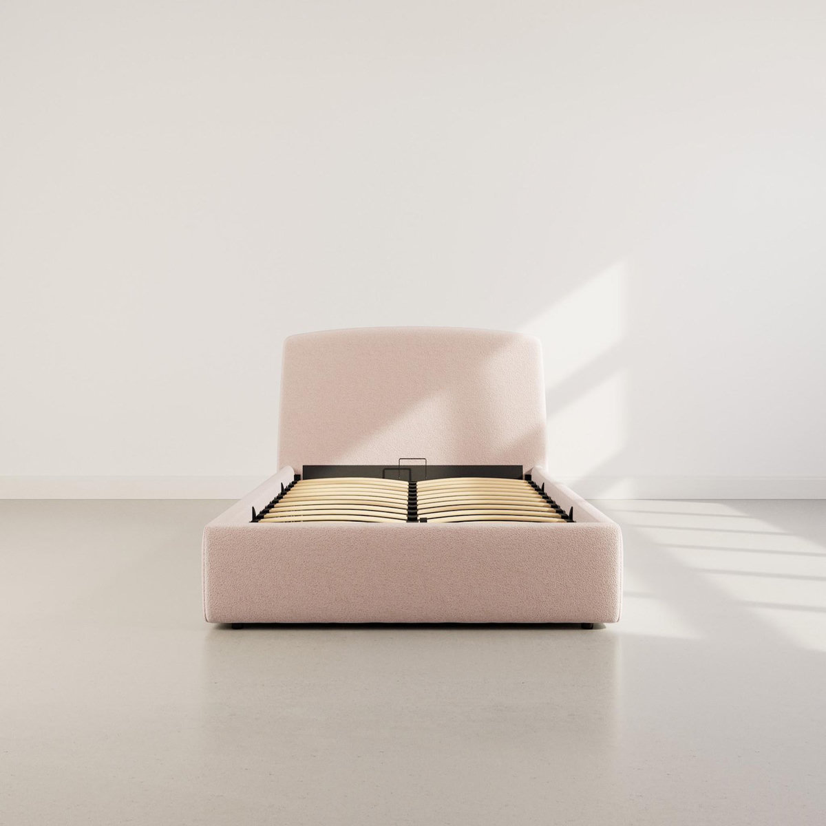 BEST MOBILIER Juliette - lit coffre - 160x200 cm - en tissu bouclette