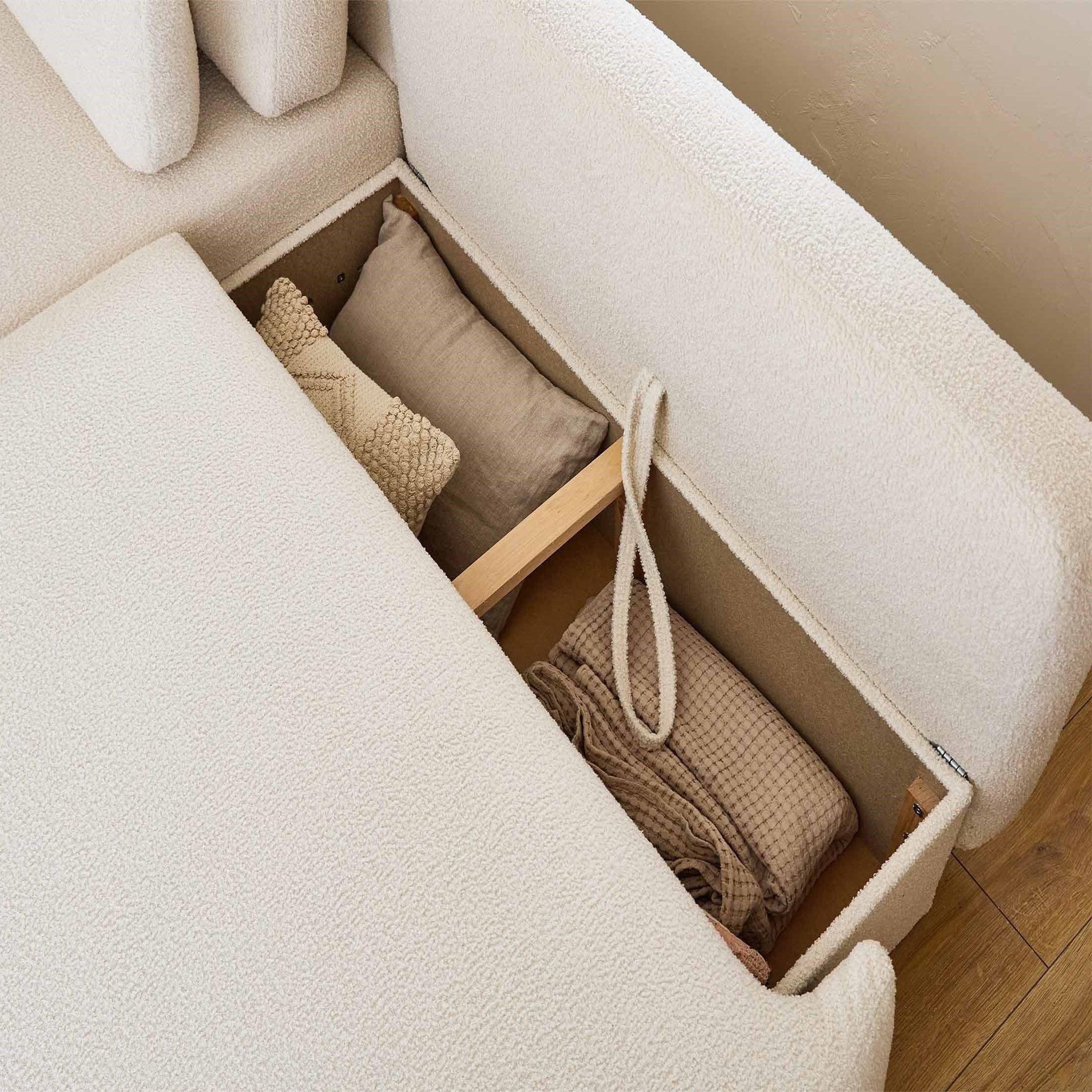 Voir la diapositive 3 : BEST MOBILIER Mahina - canapé d'angle gauche - 4 places - convertible avec coffre - en tissu bouclette