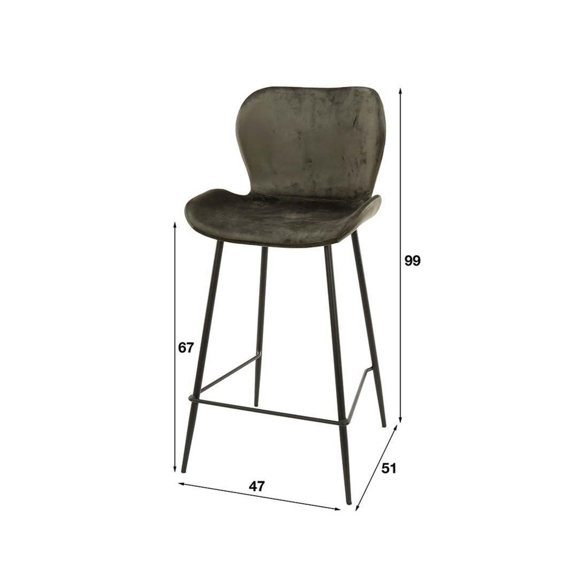 LISA DESIGN Basti - lot de 4 tabourets de bar - en tissu bouclette gris