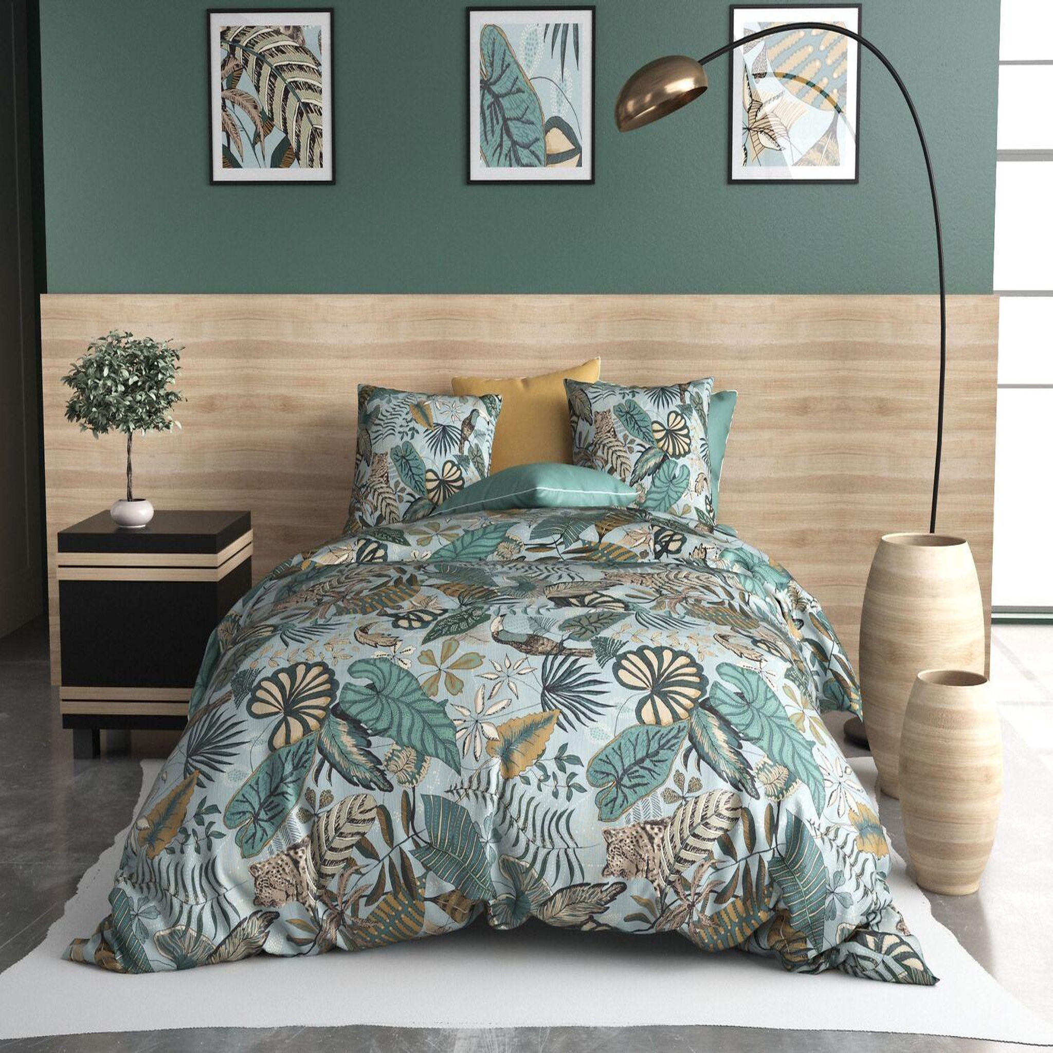 ATELIER DU COTON Parure de couette 100% coton 57fils/cm2 - cancun. Coloris disponibles : Bleu