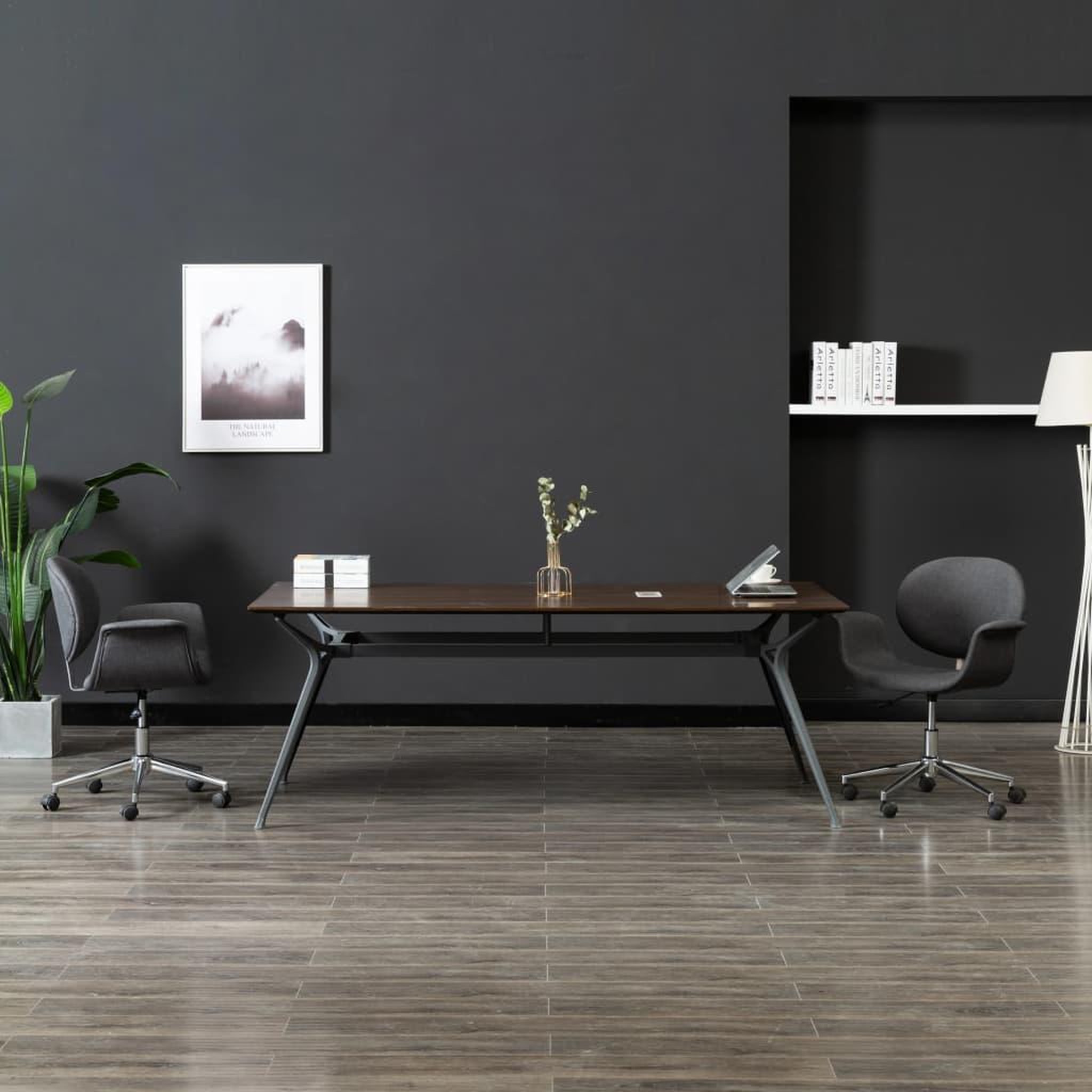 Voir la diapositive 1 : VIDAXL Chaise pivotante de bureau Gris Tissu
