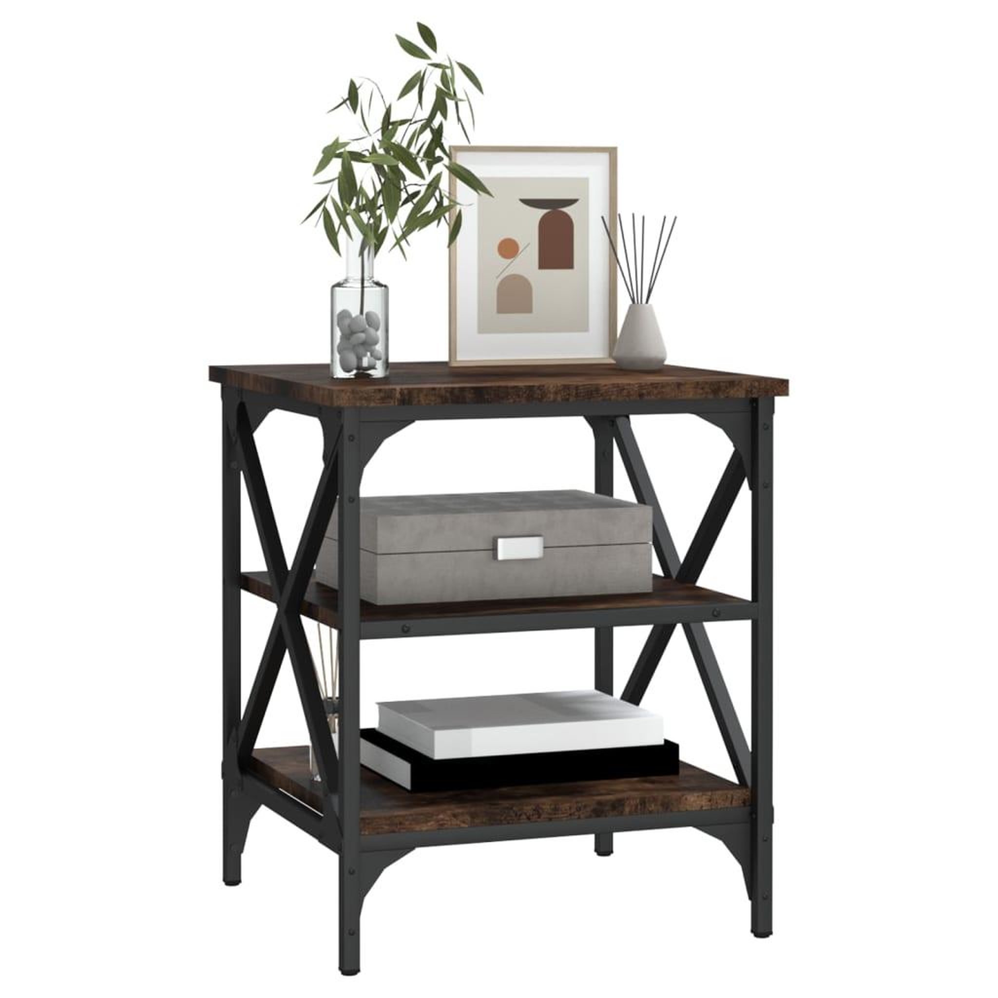 Voir la diapositive 4 : VIDAXL Table d'appoint Chene fume 40x42x50 cm Bois d'ingenierie