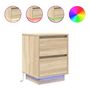 Voir la diapositive 2 : VIDAXL Tables de chevet avec lumieres LED 2pcs chene sonoma 38x34x50cm