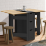 Voir la diapositive 2 : ID MARKET Table console pliable EDI 2-4 personnes avec 3 tiroirs noirs plateau façon hêtre 103 x 76 cm
