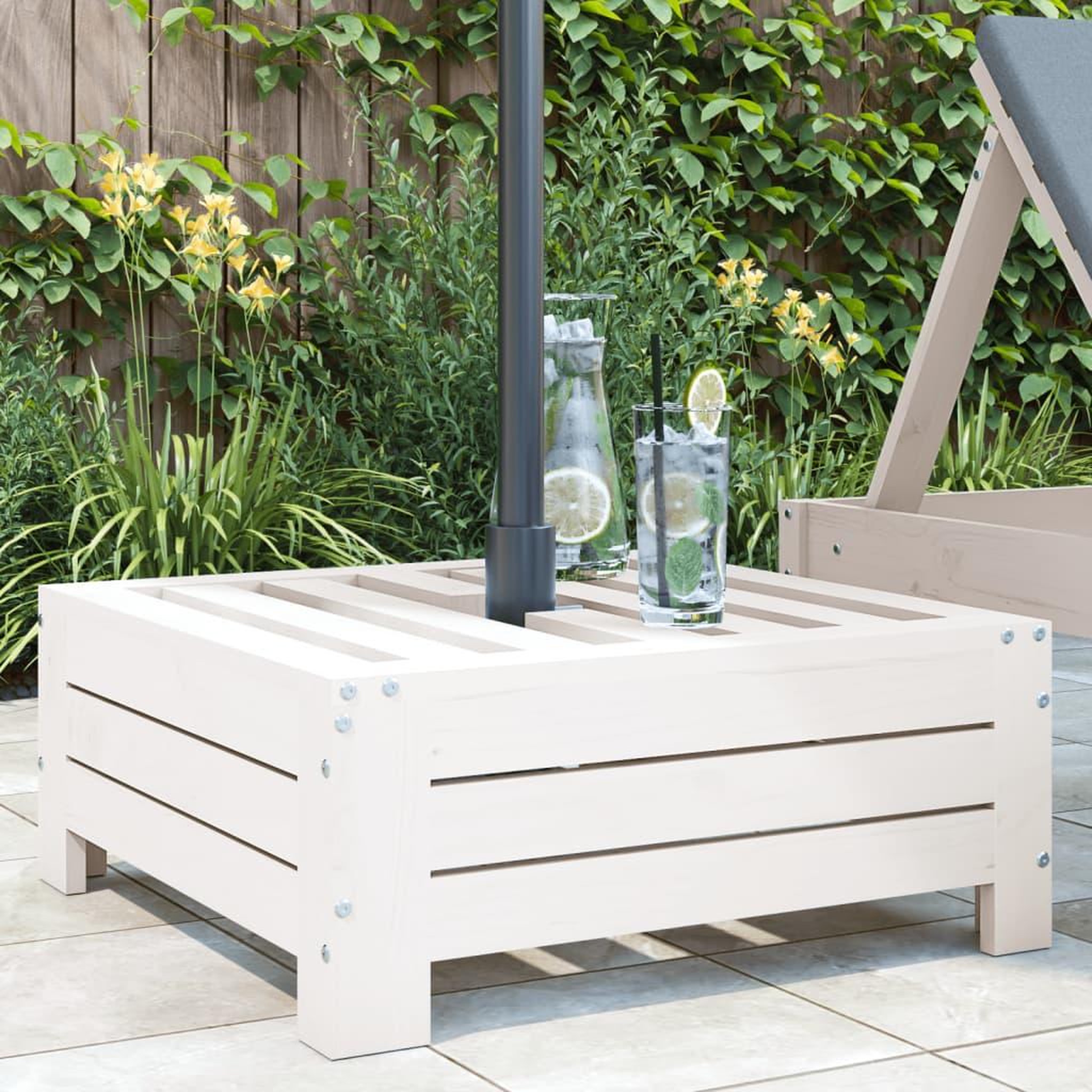 VIDAXL Couvercle de base de parasol blanc bois massif de pin