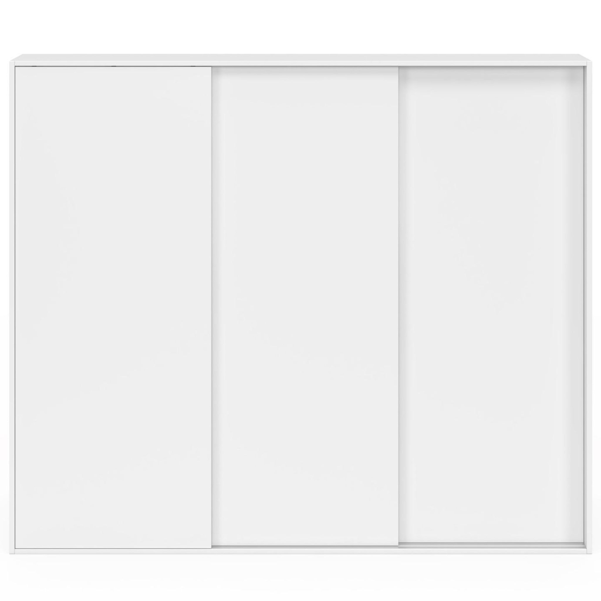 Voir la diapositive 3 : ID MARKET Armoire sous pente 3 portes coulissantes 3 niveaux tomi 130 x 50 x 70/110 cm blanc