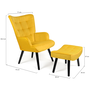 Voir la diapositive 5 : ID MARKET Fauteuil scandinave ANIA avec repose pieds velours jaune