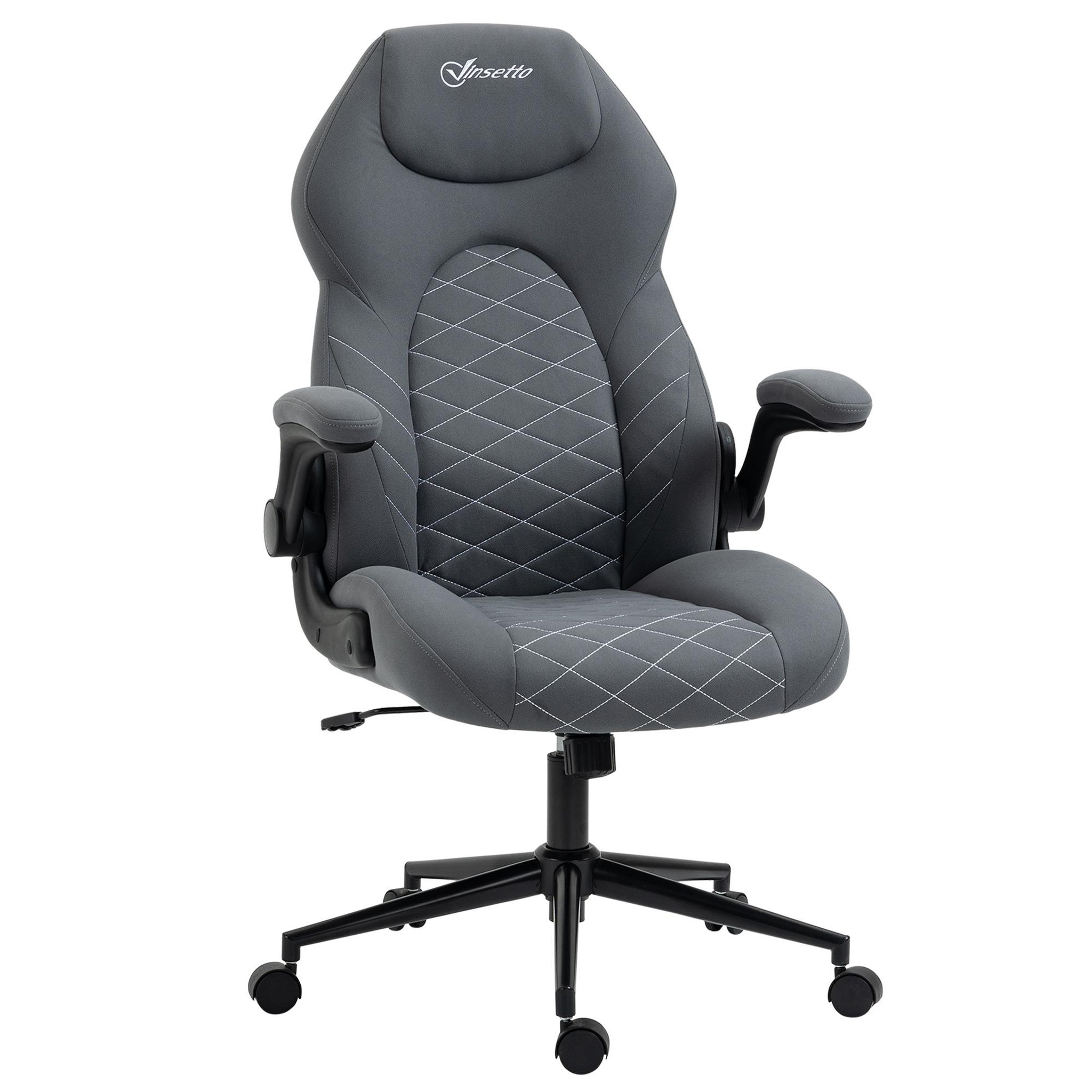 Voir la diapositive 1 : VINSETTO Fauteuil de bureau chaise de bureau ergonomique hauteur réglable pivotant 360° accoudoirs relevables tissu anthracite