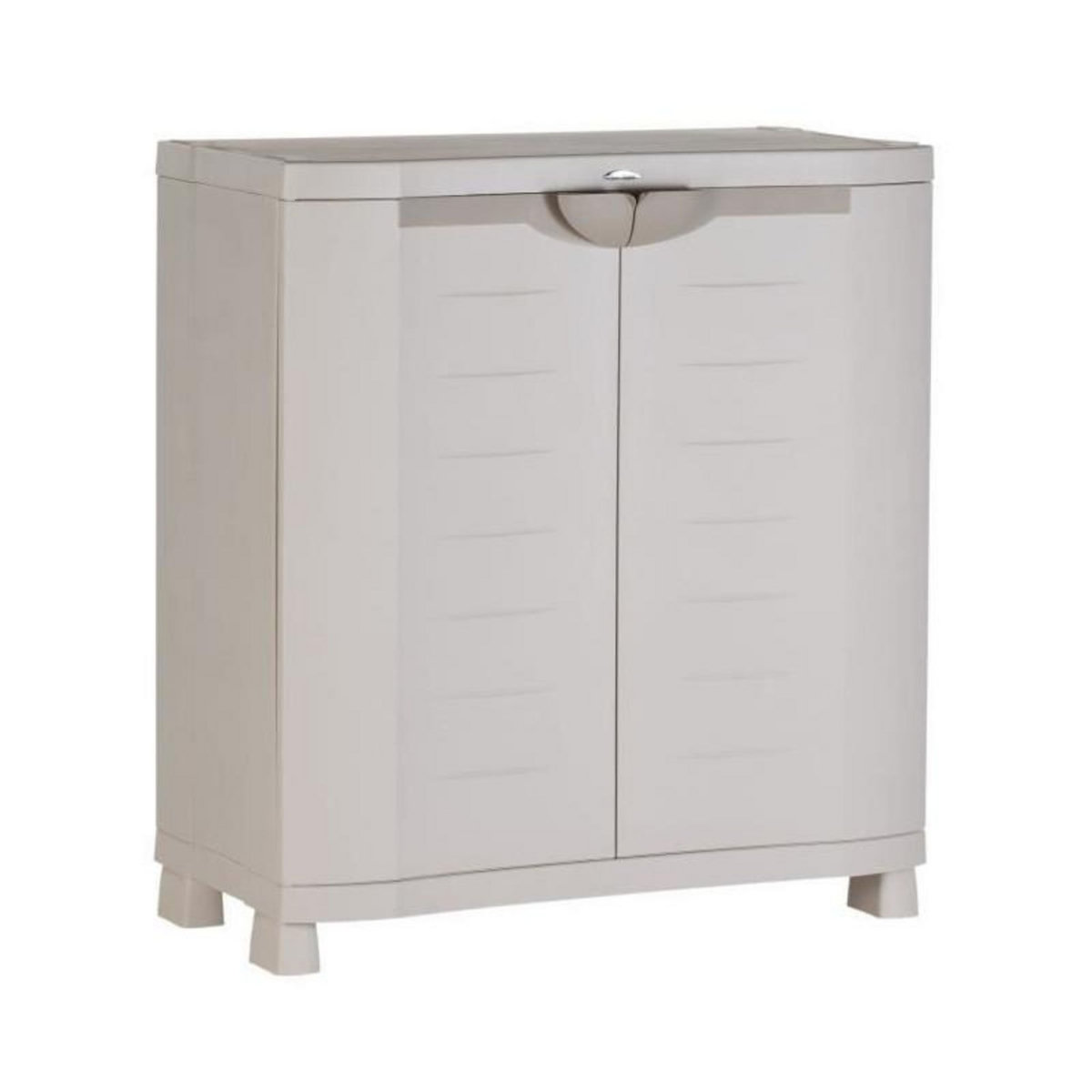 PLASTIKEN SPACESAVER 90 PLASTIKEN Armoire basse 2 portes avec etageres - l 90 x p 45 x h 100 cm - Gamme Space SAVER - Interieur et Exterie