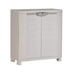 PLASTIKEN SPACESAVER 90 PLASTIKEN Armoire basse 2 portes avec etageres - l 90 x p 45 x h 100 cm - Gamme Space SAVER - Interieur et Exterie