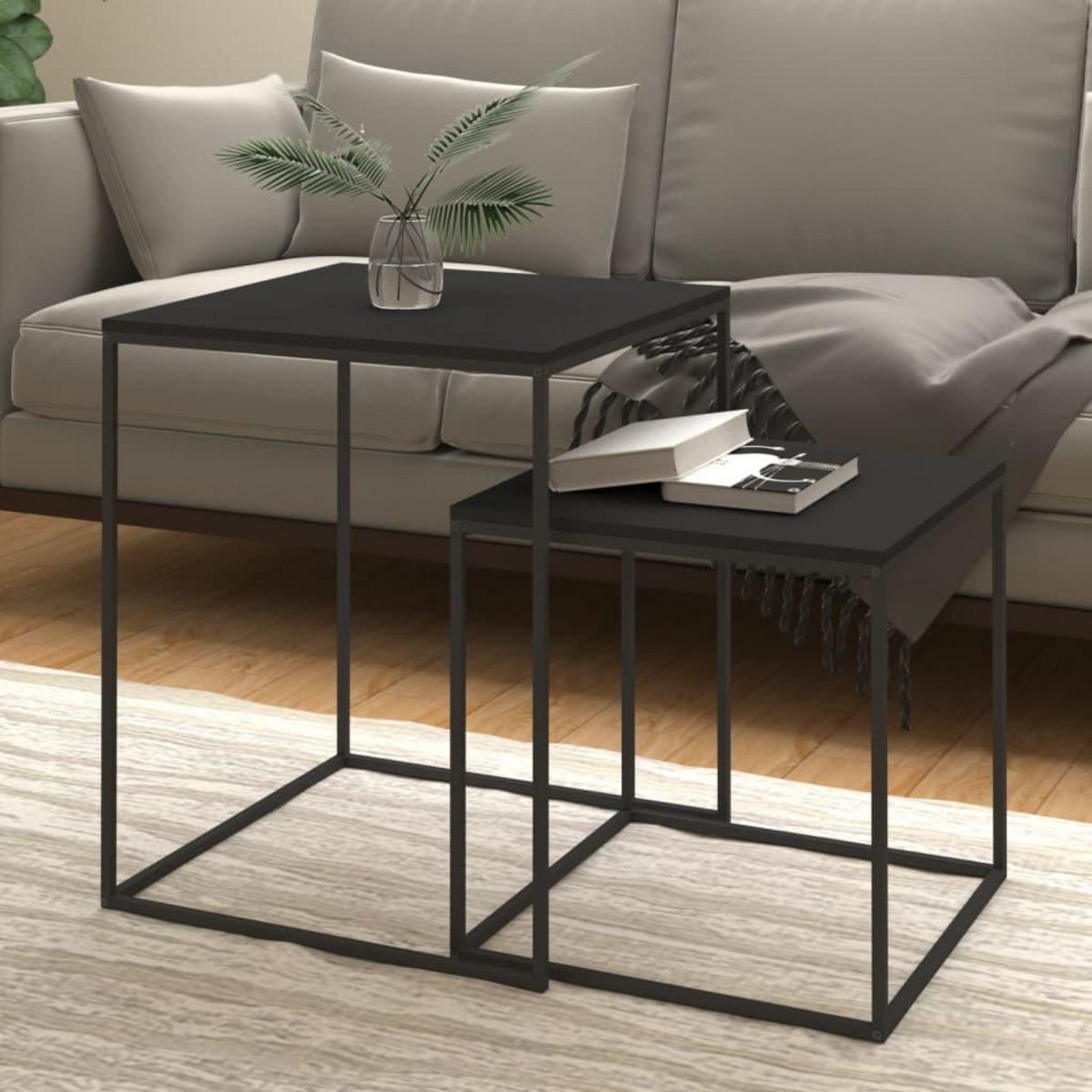 VIDAXL Ensemble de table basse 2 pcs bois d'ingenierie et metal