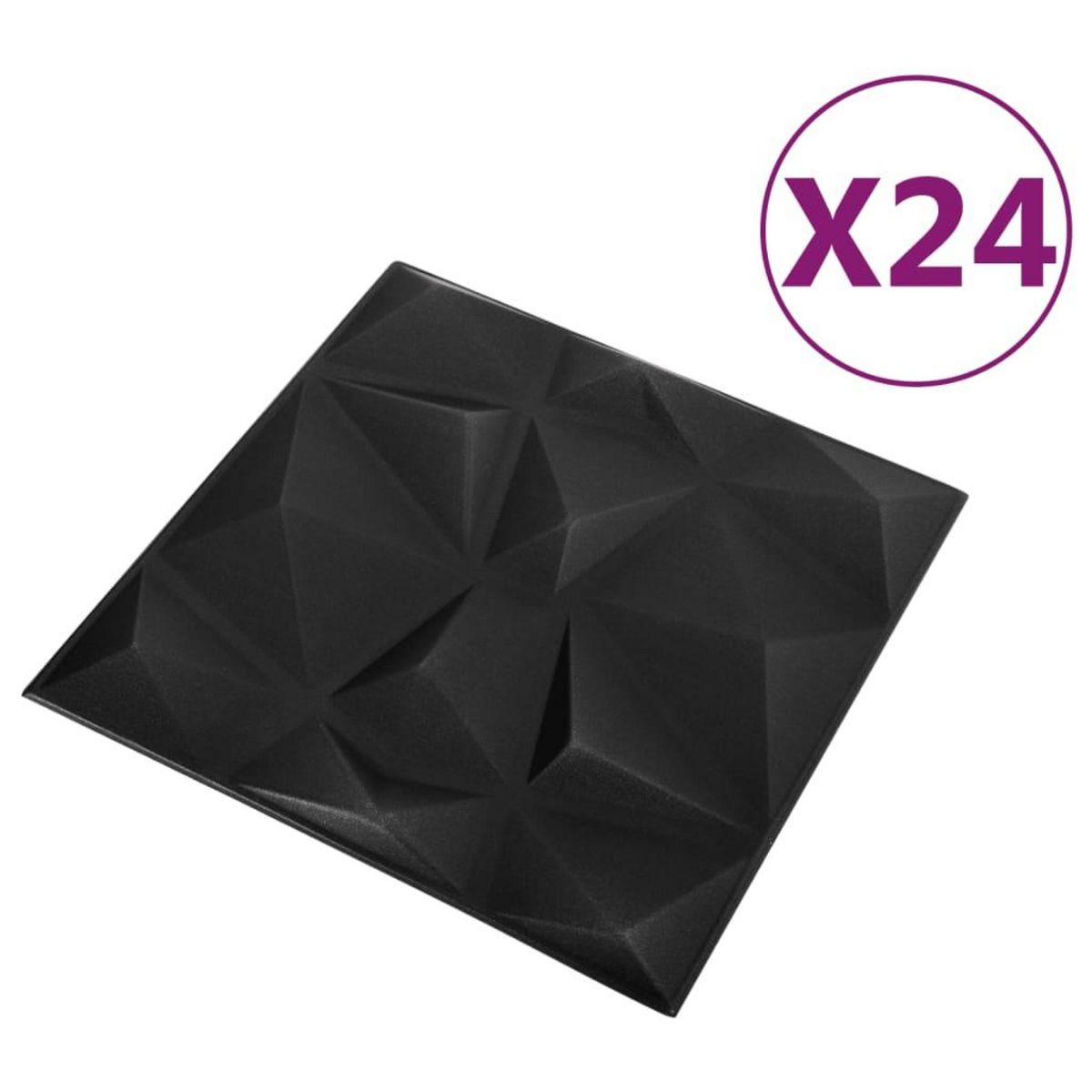 VIDAXL Panneaux muraux 3D 24 pcs 50x50 cm noir diamant 6 m^2
