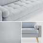 Voir la diapositive 5 : SWEEEK Canapé en tissu gris clair. 3 places scandinave fixe. droit. pieds bois