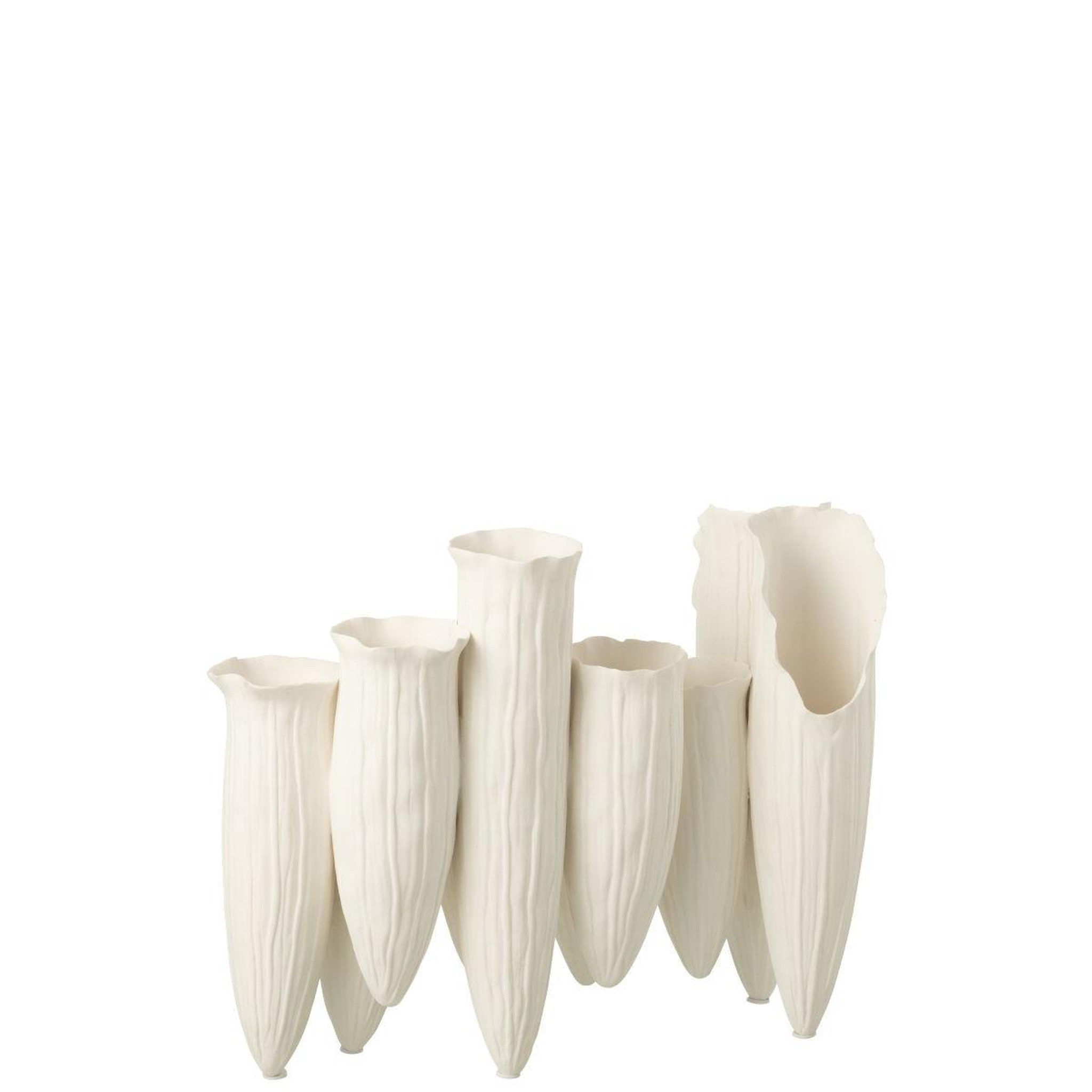 Voir la diapositive 2 : J-LINE Vase soliflore en céramique  helix  34cm blanc