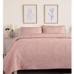 Les Ateliers du Linge Boutis brode 100%polyester filoa. Coloris disponibles : Rose, Beige, Gris