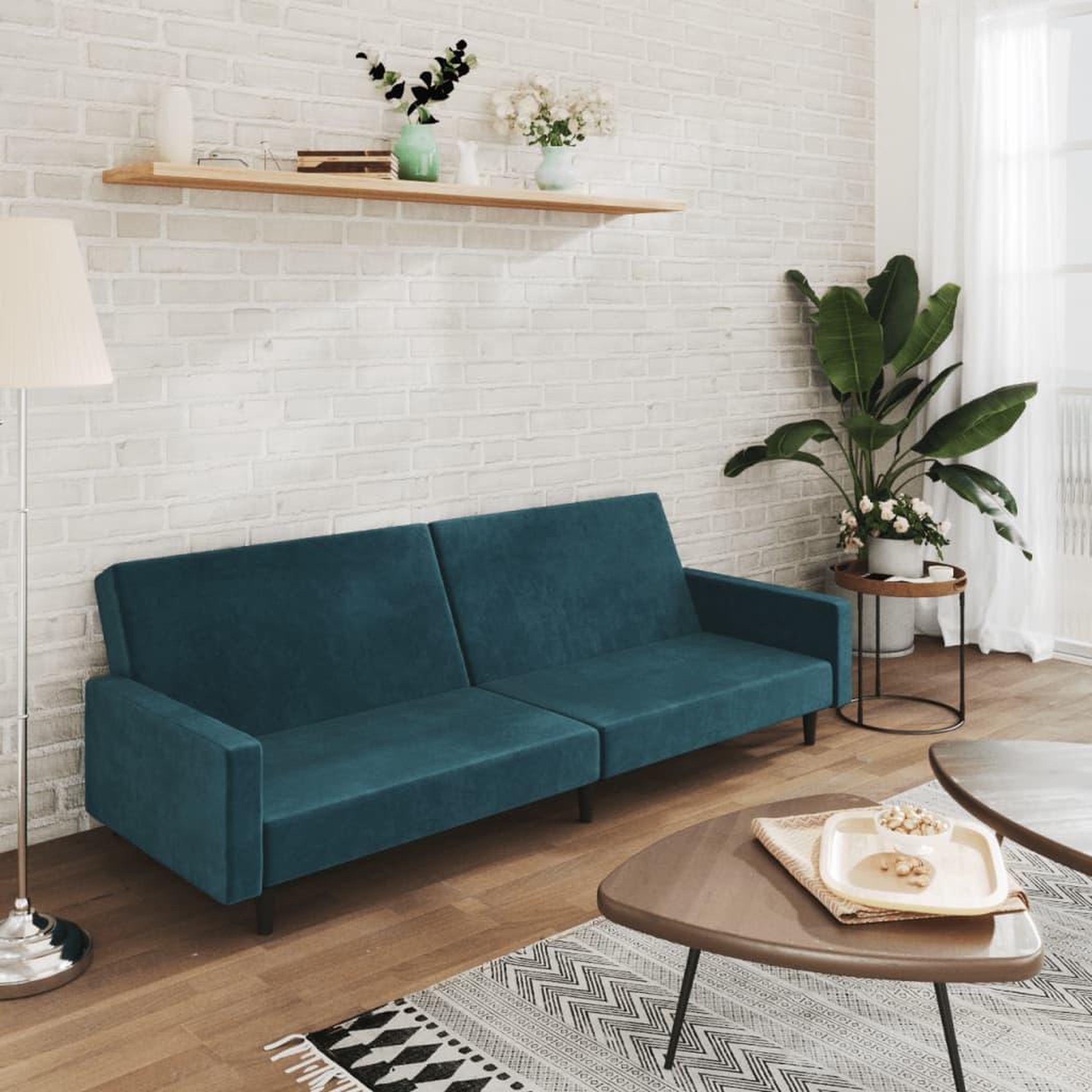 VIDAXL Canape-lit a 2 places Bleu Velours