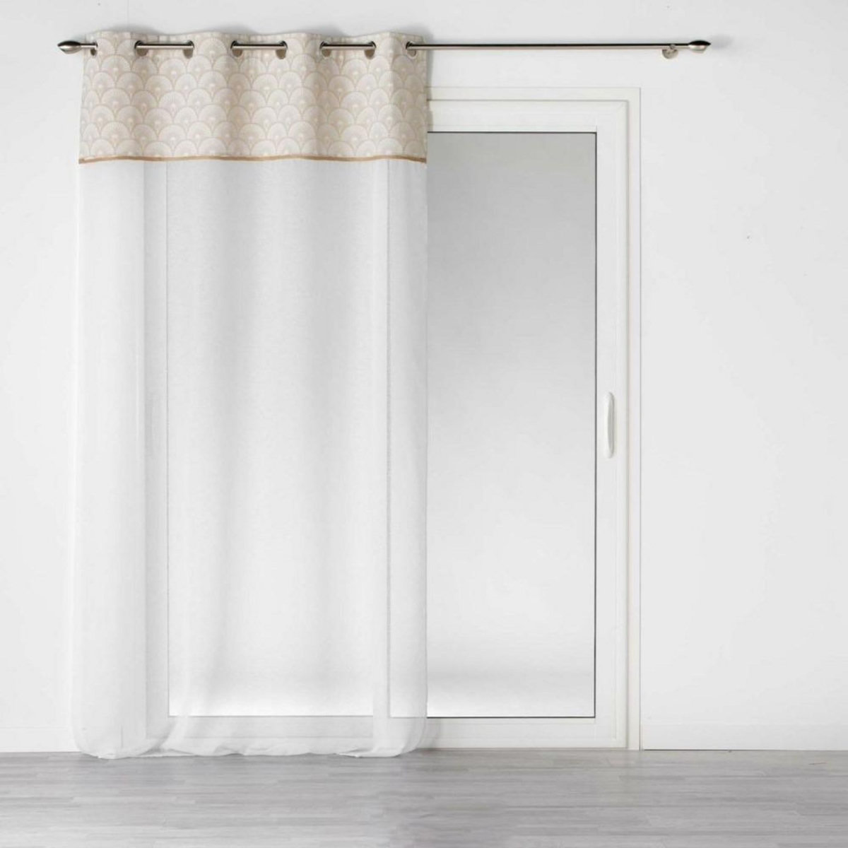 Douceur d'Intérieur Voilage à œillets 140x240 sable top imprimé jute Bahina blanc