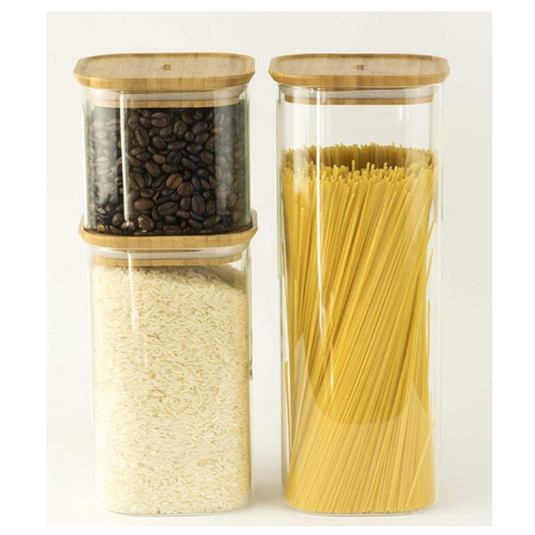 Voir la diapositive 2 : PEBBLY 3 boîtes alimentaire carrées en verre - pkv-035