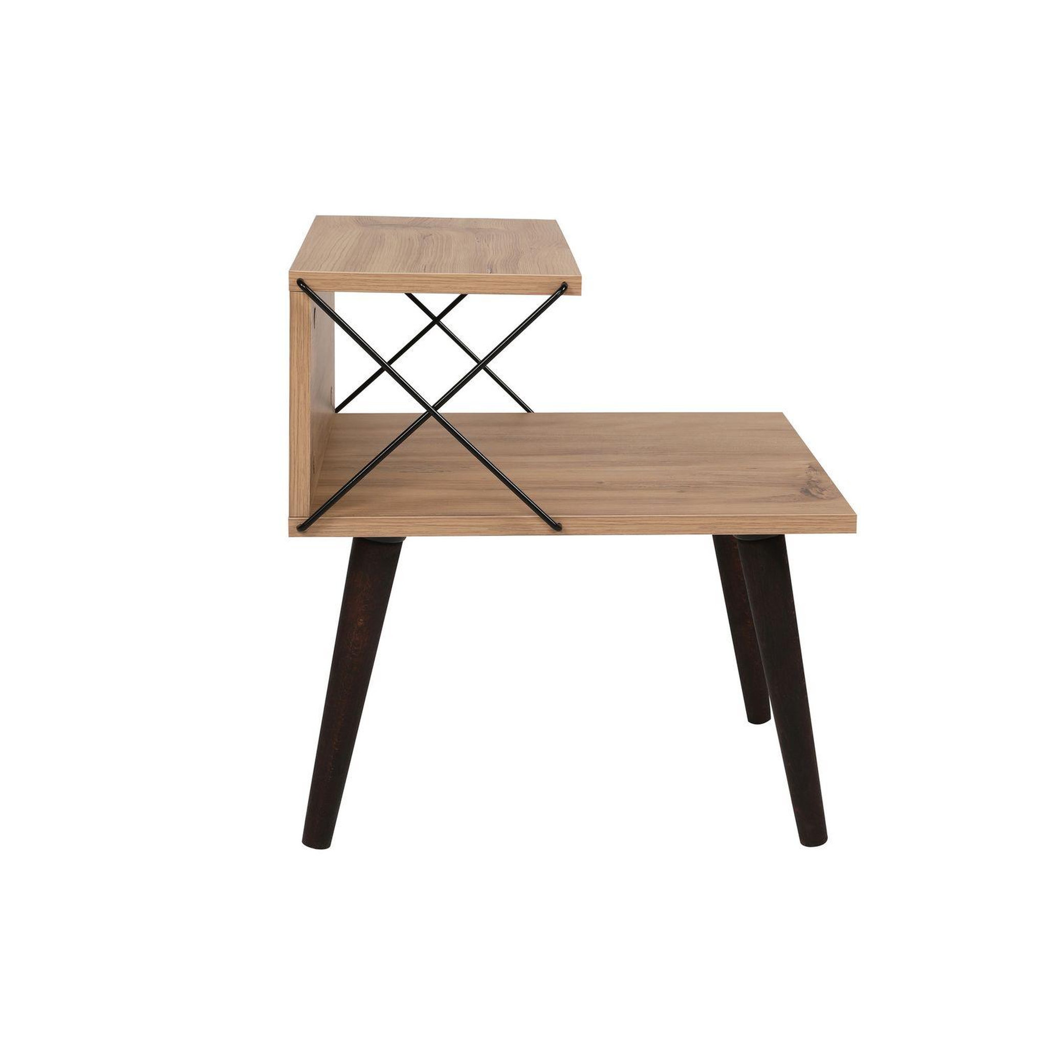 TOILINUX Table d'appoint en bois et métal nino. Coloris disponibles : Marron, Blanc